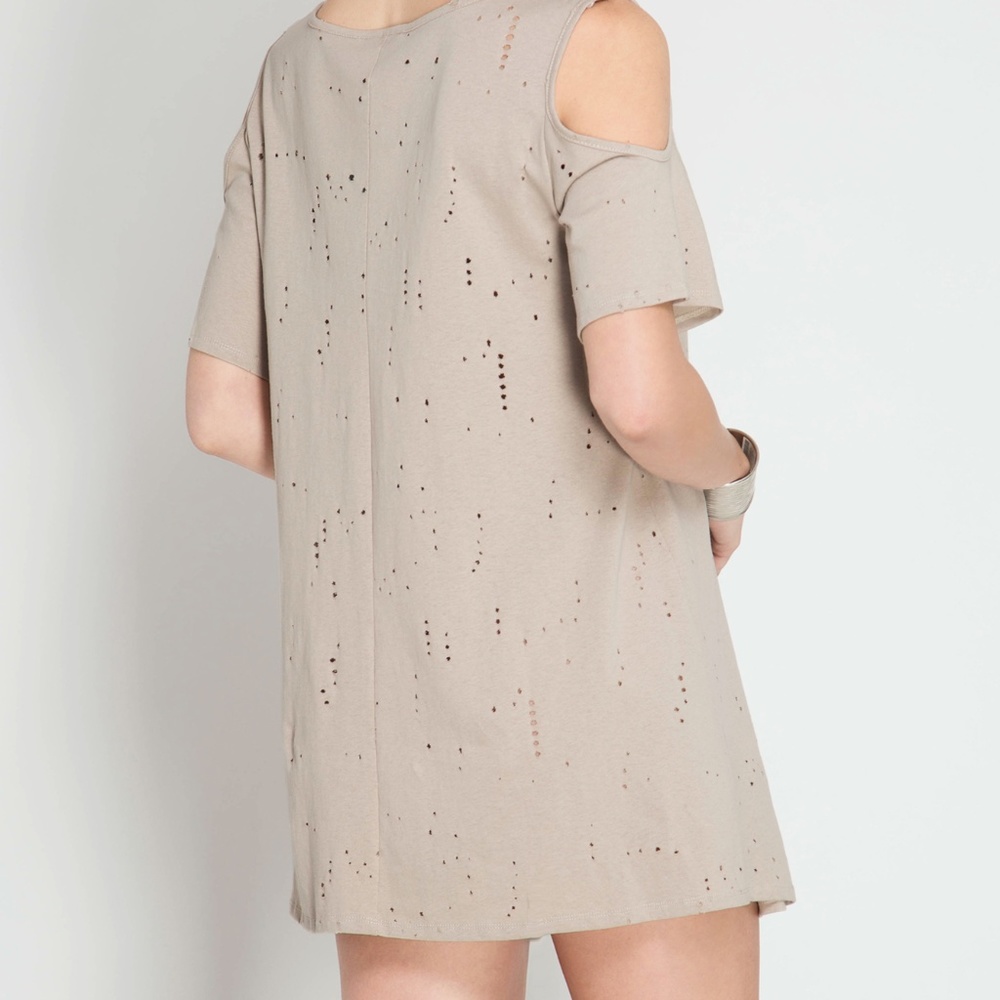 Distressed Cold Shoulder Dress